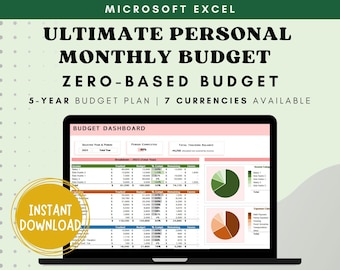 Excel Budget Template: Zero-Based, Finance Tracker (Digital Download)