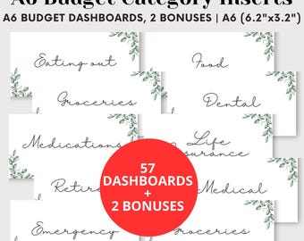 A6 Budget Category Inserts: Minimalist Planner Dashboard (57 Set) (Digital Download)