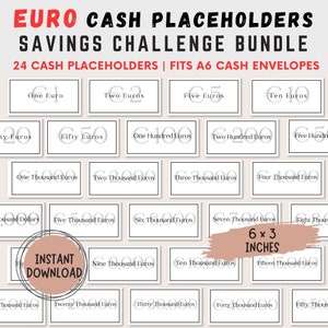 A6 Euro Cash Placeholder Bundle: Printable Money Inserts (PDF)