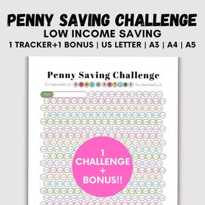 Penny Savings Challenge, Printable 365 Day Penny Saving Chart, Low Income Savings, 1 year Money Savings Challenge, Kids Savings Challenge