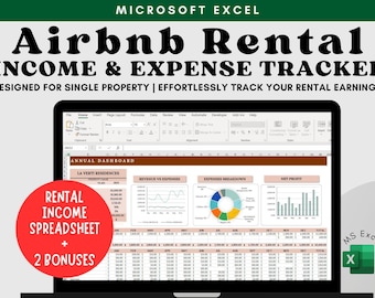 Airbnb Income & Expense Tracker: Single Property Excel Template