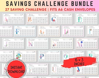 Alphabet Savings Challenge Bundle: A6 Cash Envelope Trackers (Digital Download)