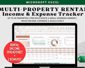 Multi-Property Rental Income Tracker: Airbnb VRBO Excel Spreadsheet (Digital Download)
