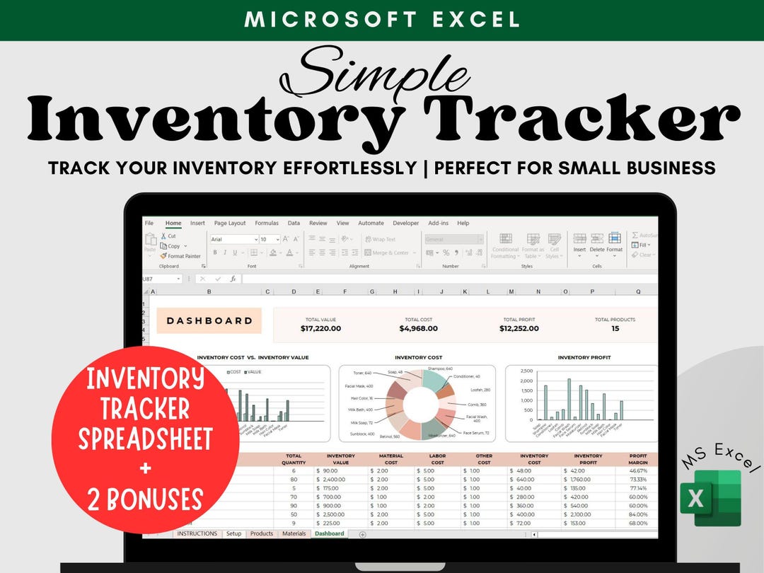 Small Business Inventory Tracker Spreadsheet: Excel Template (digital ...