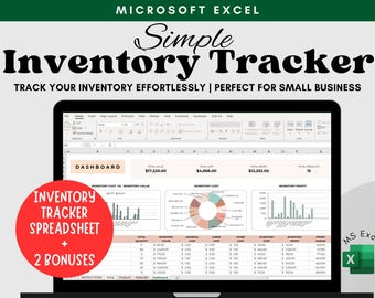 Small Business Inventory Tracker Spreadsheet: Excel Template (Digital Download)