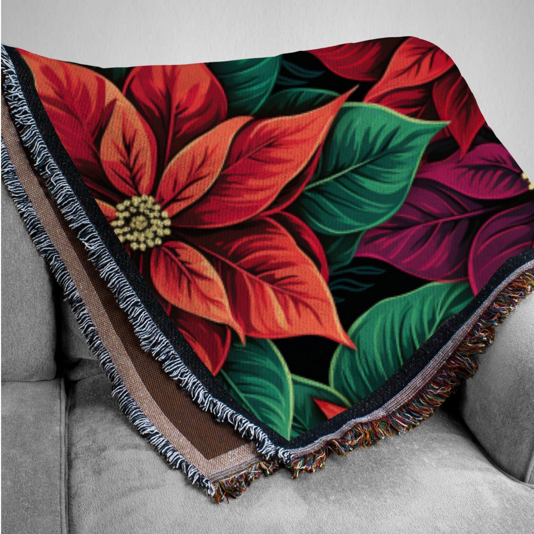 Floral Woven Throw Cotton Fringe Lap Throw Woven Tapestry Etsy