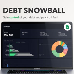 Monthly Debt Payoff Tracker Spreadsheet Debt Snowball Calculator Google Sheet Debt Dashboard Payoff Snowball Method  2024