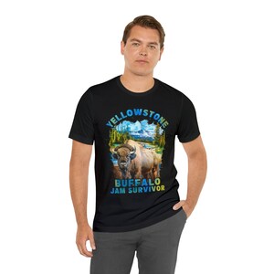 Yellowstone National Park Buffalo Jam Survivor Unisex Jersey Short Sleeve Tee