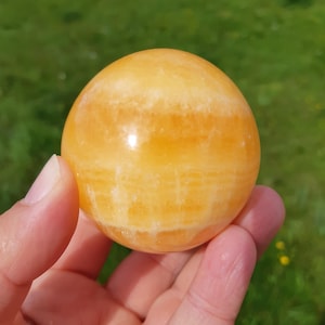 Orange Calcite Sphere D 5.9 cm | Calcite | Crystal | Gemstone | Healing Stone | Crystal Ball, Gemstone Ball, Calcite Ball | Orange | Honey Calcite