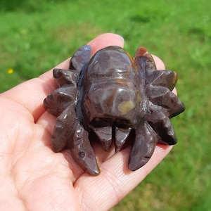 Sweet Sea Jasper Spider Jasper Carving Crystal Gemstone Healing Stone Decoration Animal Carving Tarantula Orbicular Jasper Ocean Jasper