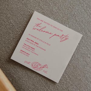 W02 - Modèle d'invitation à une fête de bienvenue pour mariage moderne - Esthétique minimaliste fantaisiste rétro colorée amusante - Numérique