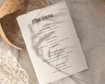 W05 - Modern Wedding Bar Menu Template - Vintage Inspired Classic Fun French Whimsical Minimalist Aesthetic - Digital Download - Printable