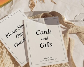 W05 - Modern Wedding Signs - Cards and Gifts and Guestbook Template - Vintage Inspired Classic Fun French Whimsical Minimalist Aesthetic