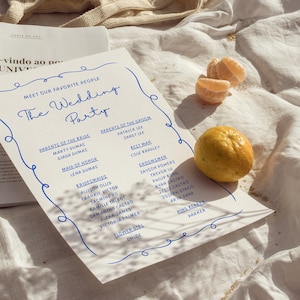 W03 - Modern The Wedding Party List Template - Vintage Inspired Colorful Fun French Whimsical Minimalist Aesthetic - Digital Download