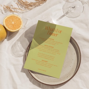 W04 - modèle de Menu de mariage moderne - esthétique minimaliste fantaisiste rétro chic traditionnel coloré coloré amusant - téléchargement numérique