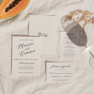 W08 - Modern Wedding Invitation Template - Minimalist Vintage French Inspired Whimsical Aesthetic - Digital Download Printable Stationary