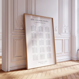 W01 - Moderne Sitzplan Vorlage für die Hochzeit - Vintage Inspiriert Klassiker Spaß Französisch Skurril Minimalistisch Ästhetik - Digital Download