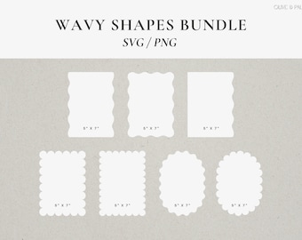 Wavy Edge SVG Template Bundle | Place Card, Wedding Stationery (Digital Download)