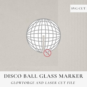 Disco Ball Glass Marker Drink Tag SVG, Laser Cut File, Laser Ready, Drink Glass Charm, Disco ball SVG, Disco Glass Charm Svg, GLOWFORGE