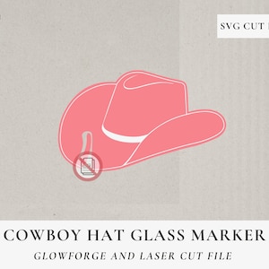 Cowboy Hut Glas Marker Drink Tag SVG, Laser geschnitten Datei, Laser bereit, Trinkglas Anhänger, Cowboy Hut SVG, Western Hut Glas Anhänger SVG GLOWFORGE