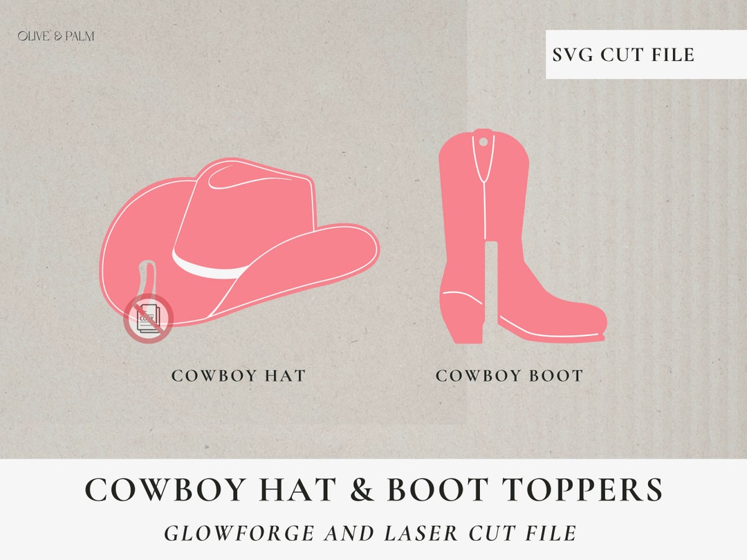 Cowboy Hat & Boot Glass Marker Drink Tag SVG, Laser Ready, Drink Glass ...