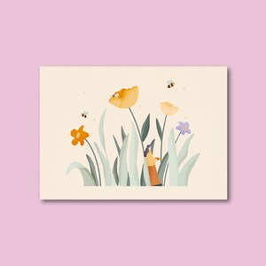 Blumenwiese – A6 Postkarte Illustration