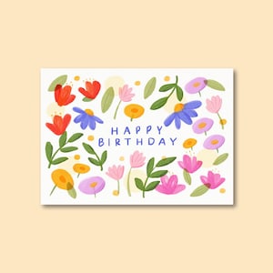 Happy Birthday – A6 Postkarte Blumen Geburtstagskarte