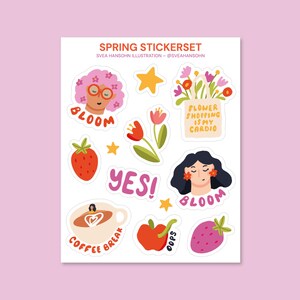 Frühlingssticker – Stickerbogen Aufkleber Illustration