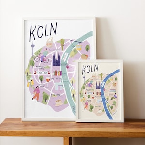 Köln Karte Illustration – Poster, Print, Kunstdruck