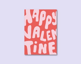 Happy Valentine – A6 Postkarte Valentinstag Typographie