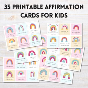Tarjetas de Afirmaciones Imprimibles para Niños / Juego de 35 Tarjetas de Afirmaciones Positivas para Niños / Descarga Digital en PDF / Tarjetas de Autoestima para Niños /