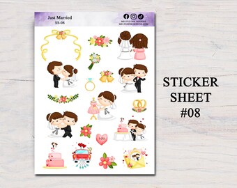 Wedding Planner Sticker Sheet, Floral Scrapbook Stickers