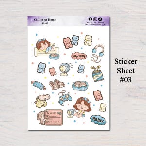 Chillin&#39; at Home Sticker Sheet, Planner Stickers, Journal Stickers, Scrapbooking Stickers, Self-Care & Cozy Vibe Stickers