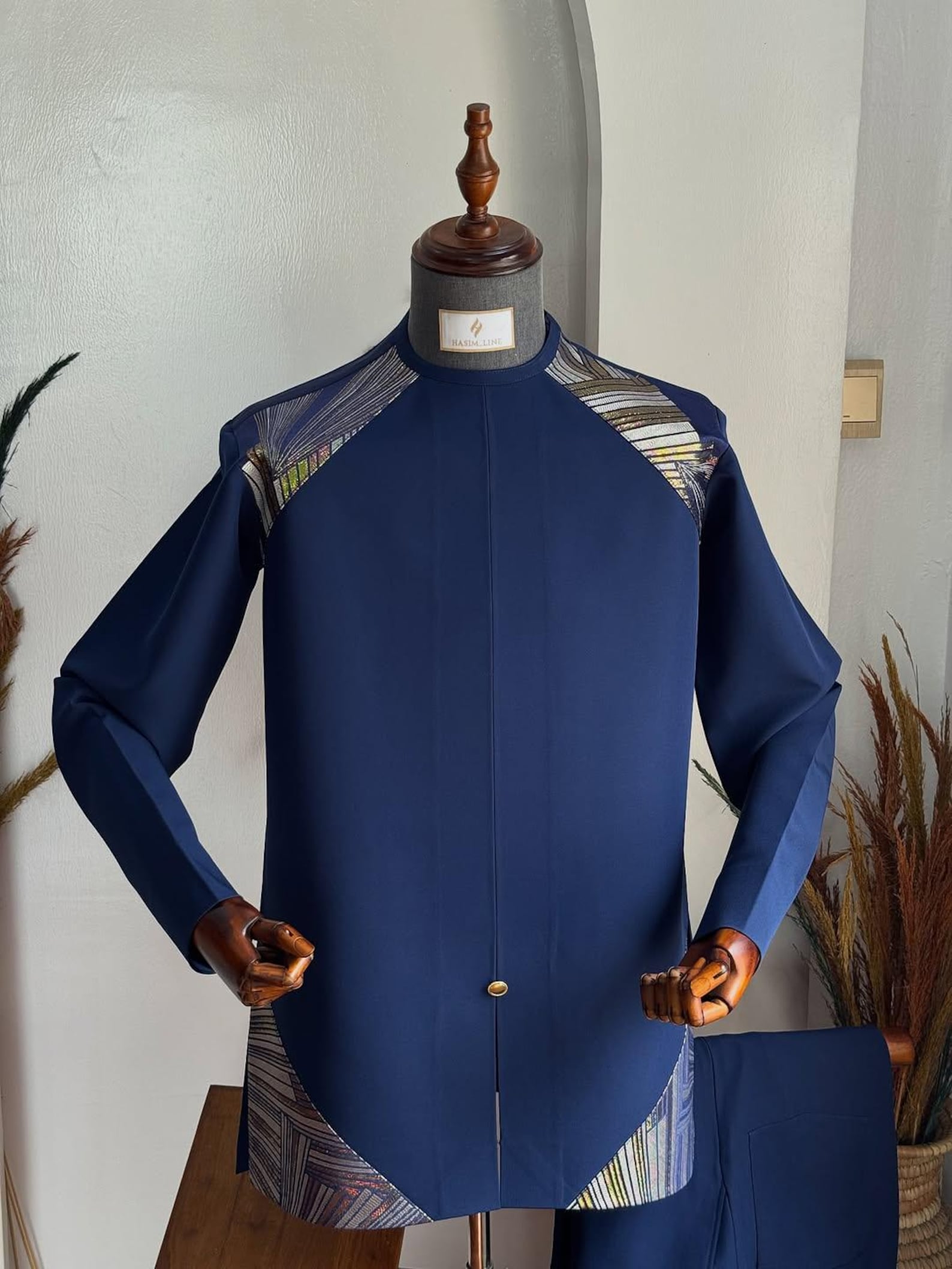 Royal Navy Blue Men's Senator Wear- African Kaftan With Metallic Gold ...