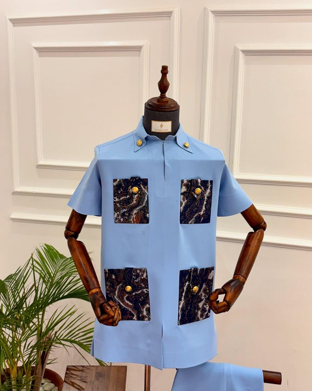 Sky Blue Senator Wear: Men's Nigerian Outfit - Custom African Style - Etsy