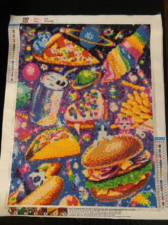 Food and Animals Lisa Frank Style Completed Bedazzled Diamond Painting Gift  12x16in 30x40cm 