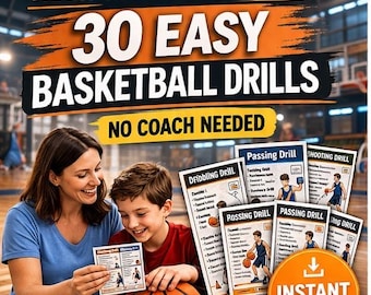 Basketball Drill Cards for Kids | 30 Printable Basketball Drills | Youth Training Cards | Practice Drills PDF | Ages 6–14