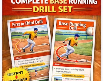 Basis-Laufübungskarten zum Ausdrucken, Jugend-Baseball-Übungskarten, Infield- und Outfield-Übungen, Trainertraining zum Ausdrucken