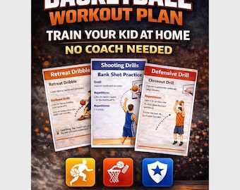 Basketball Workouts Plan für Kinder | Trainiere zu Hause Basketball Bohrer | Kein Bus Notwendig | 30 Tage Übungsplan PDF