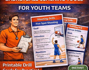 Basketball-Trainer-Tools für Jugendteams - druckbare Drill-Karten zum Üben als PDF