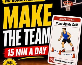 Basketball-Übungen für Kinder im Alter von 6–14 | 30 Tage Basketball Trainingsplan | Druckbare Bohrkarten | Jugend-Basketball-Übung zu Hause | Anfänger