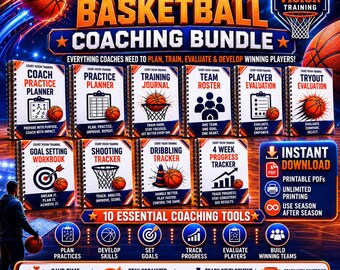 Ultimate Basketball Coaching Bundle | 17 Printable Coaching & Player Development Resources