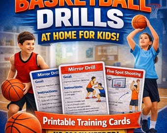 Basketball Drills zu Hause für Kinder - druckbare Trainingskarten kein Trainer erforderlich