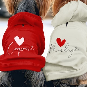 Personalized Heart Dog hoodie, Custom Name Pet Sweater
