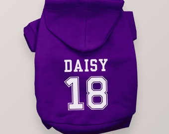 Personalized Sports Dog Hoodie, Name and Number