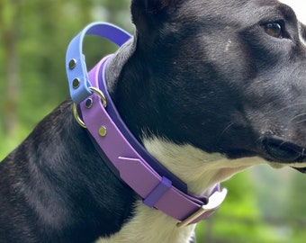 Wide Adjustable Collar with Handle, Custom Waterproof Biothane Tactical Collar