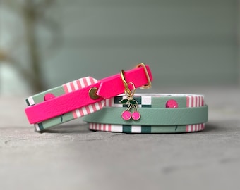 Collar para perro pequeño de cereza, personalizado, impermeable, de biotano