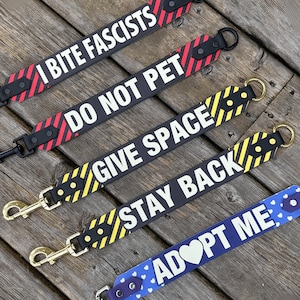 Waterproof Leash Label, Double-sided, Warning, Nervous, Do Not Pet, Adopt Me