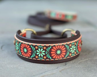 Printed French Martingale, Leash and Collar Set, Waterproof Biothane