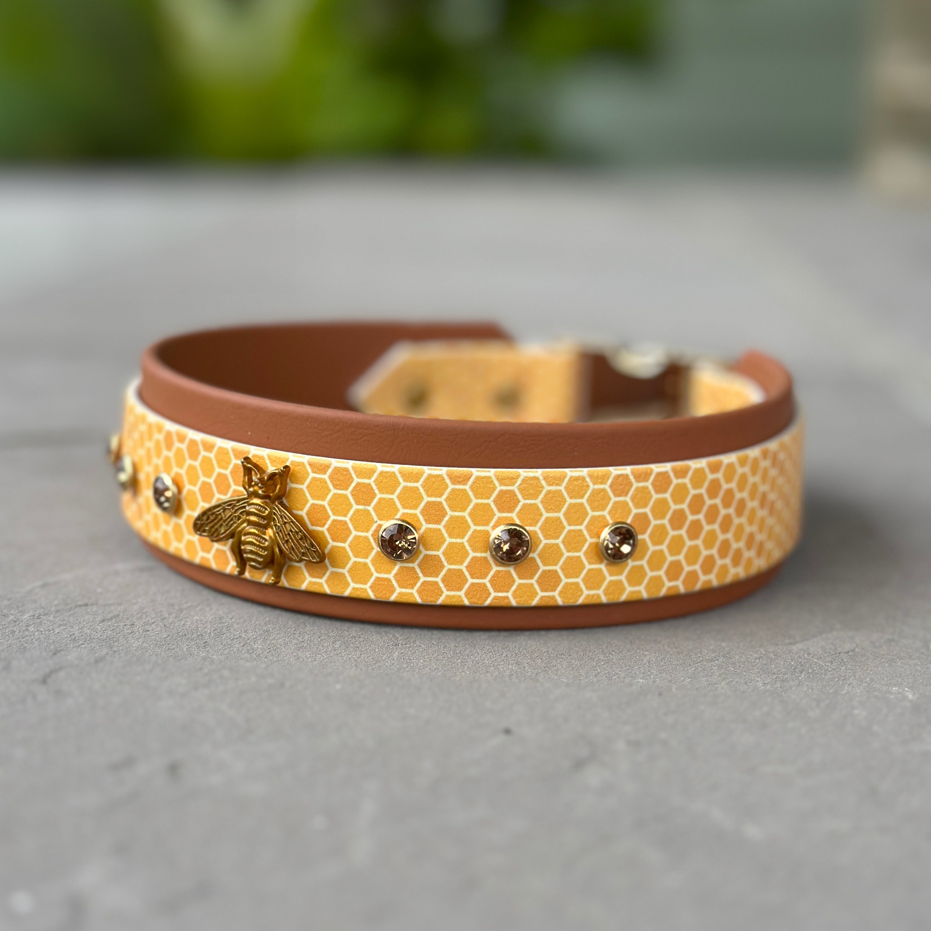 Wide Bee Collar, Honeycomb Print Waterproof Biothane - Etsy